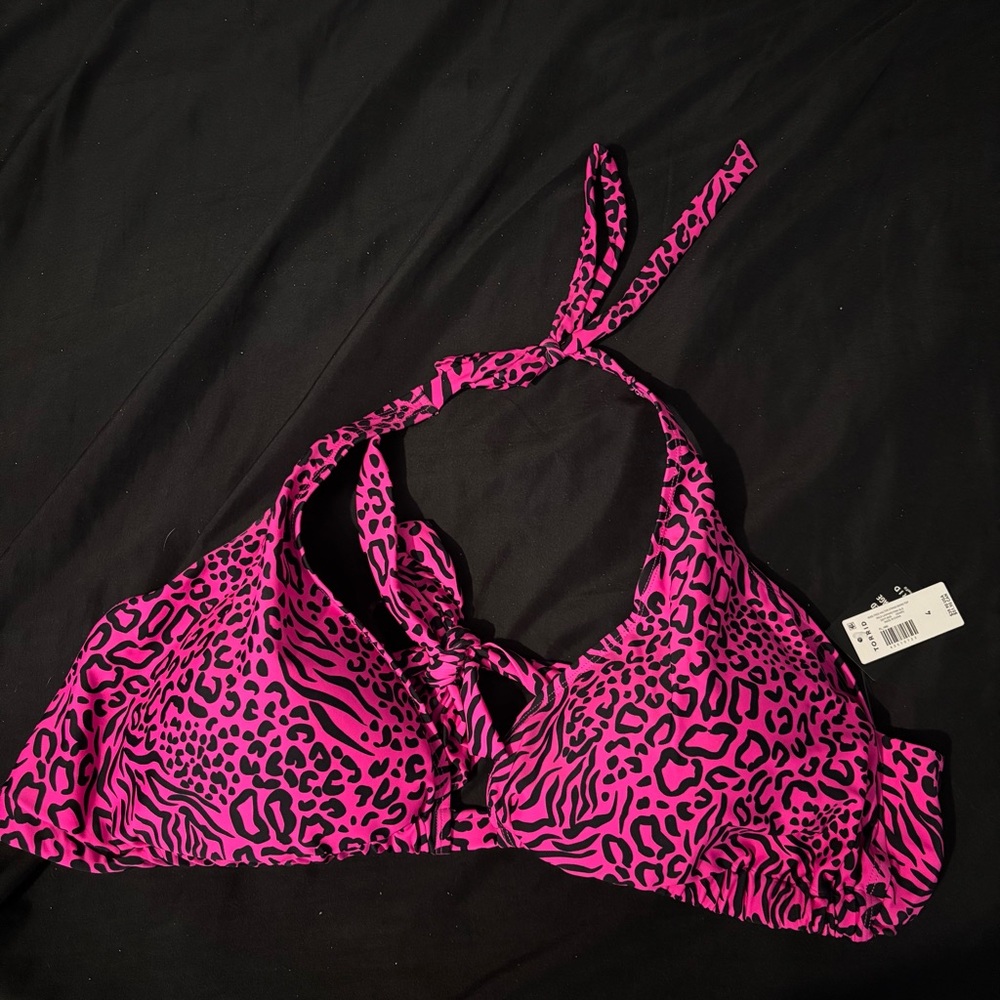 Torrid pink leopard wireless halter bikini